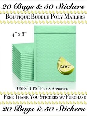20ct  Bubble Poly Mailers 🍋‍🟩🆕🍋‍🟩
Boutique Mailers  w/ 50ct Free Stickers